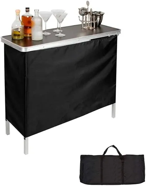 Trademark Innovations Skirt and Carrying Case Included Portable Bar Table, 1 Shelf, Silver