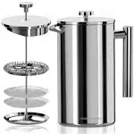 Utopia Kitchen Stainless Steel French Press Coffee Maker 32 oz, French Press Tea Maker, Camping French Press Coffee Make