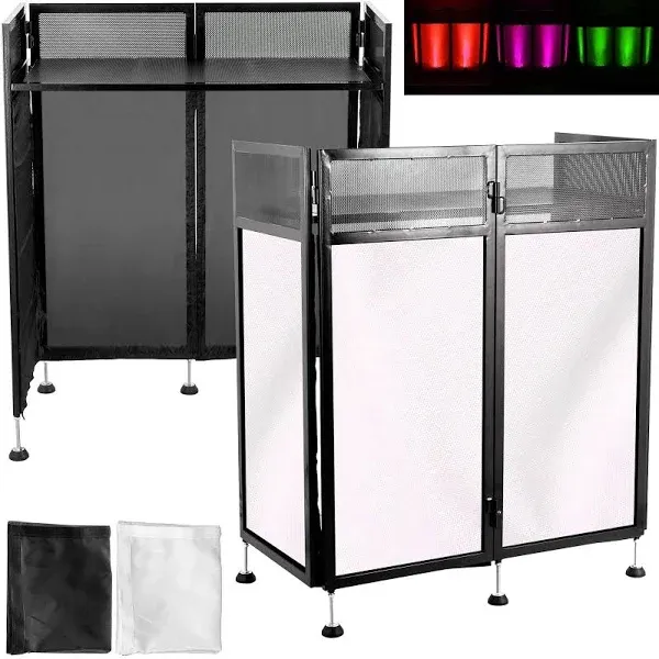 VEVOR DJ Event Facade White/Black Scrim Metal Frame Booth + 20" x 40" Flat Table Top