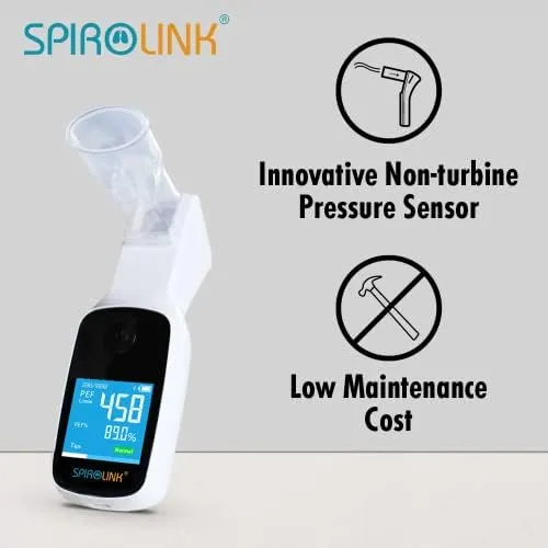 CMI Health SpiroLink - Smart Peak Flow Meter - Portable Pulmonary Function Test,