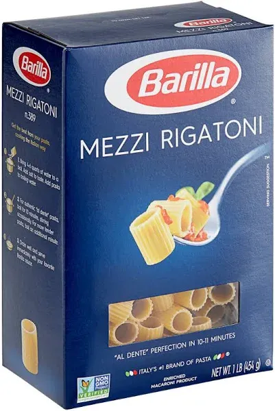 Barilla Semolina Wheat &amp; Durum Wheat Flour Rigatoni Pasta (16 Ounces, Pack Of 2)