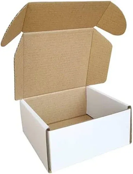 50 Pack 4x4x2 Small Shipping Boxes, White Corrugated Cardboard Mailers