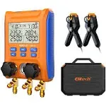 Elitech Wireless Digital Manifold Gauge Set Data Logging Refrigerant HVAC Gauges with Hoses, Temperature Clamps, LMG-10W