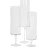 Koyal Wholesale Pillar Candle Hurricane Pedestal Holders, Tall Glass Candle Holders, Wedding Hurricanes Set of 3