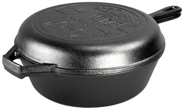 Lodge Cast Iron Wanderlust Series, Cabin Combo Cooker, 3.2 Quart​ Black Durable