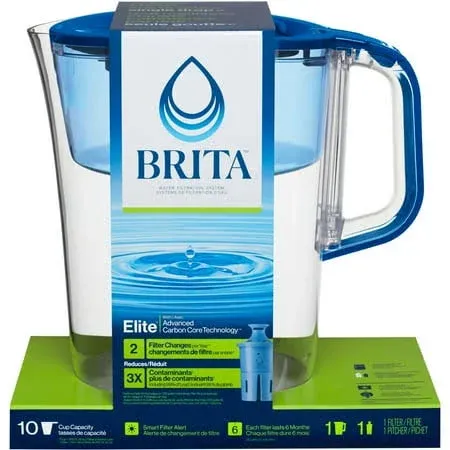 Brita Large 10 Cup Tahoe Water Filter Pitcher with 1 Brita Elite Filter