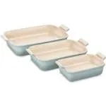 Le Creuset Set of (3) Heritage Rectangular Baking Dishes,White