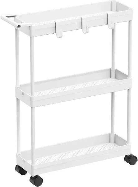 Simple Houseware Kitchen Cart Storage 3-Tier Slim/Super Narrow Shelves with Handle, 26.5'' Height/5.5'' Width for Narrow Place, Grey