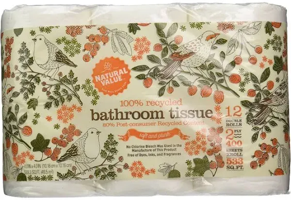 Natural Value Bathroom Tissue, Soft and Plush, 2 Ply