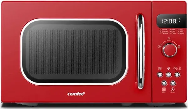 COMFEE&#039; Retro Small Microwave Oven With Compact Size, 9 Preset Menus, Position-M