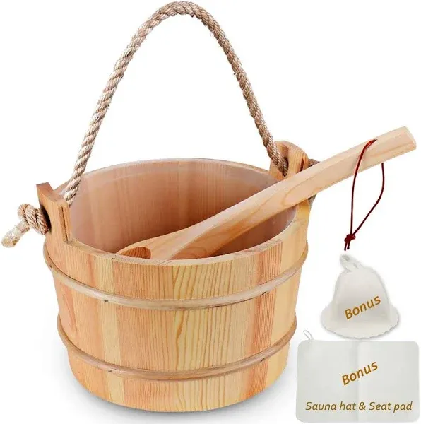 Bestnewie Sauna Bucket with Ladle