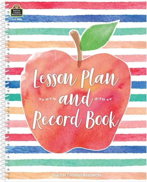 Teacher Created Resources Watercolor Lesson Plan and Record Book, 8.5 inches X 11 inches, White