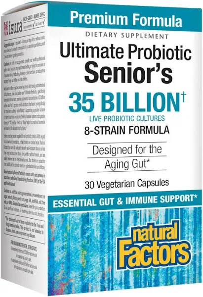 Natural Factors Ultimate Probiotic Senior's, Digestive & Immune Support for The Aging Gut, 8 Strains, 35 Billion CFU, 30 Capsules