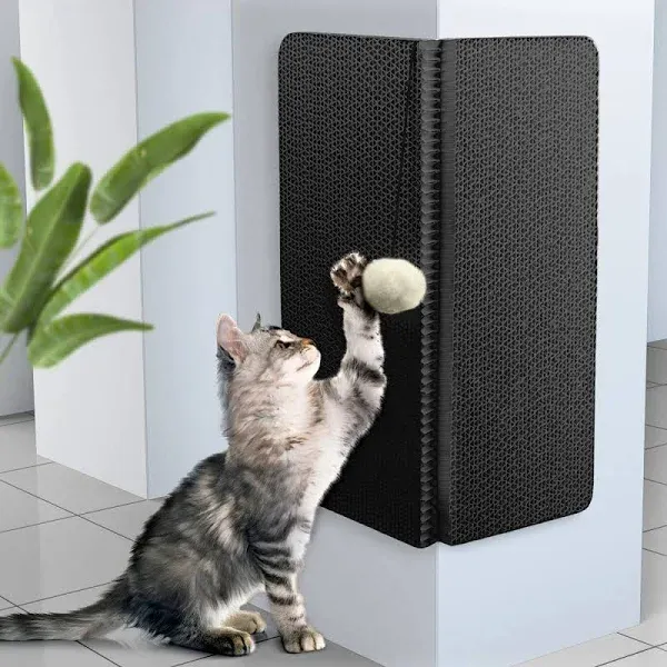 Cat Corner Scratcher - Innovative Cat Scratch Pad for Wall and Corner - Durable and Fun Cat Wall Scratcher for Sharp Claws - Black