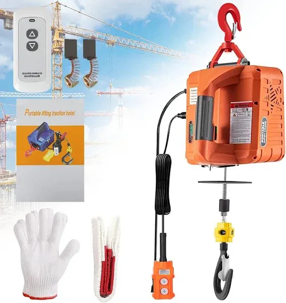 Portable 3in1 Electric Hoist Winch 1100 Lbs 110v 1500w Electric Winch 25ft Towin