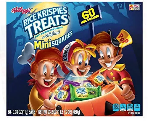 Kellogg's Rice Krispies Treats Original Marshmallow Mini Squares 60ct Halloween - Pack of 3