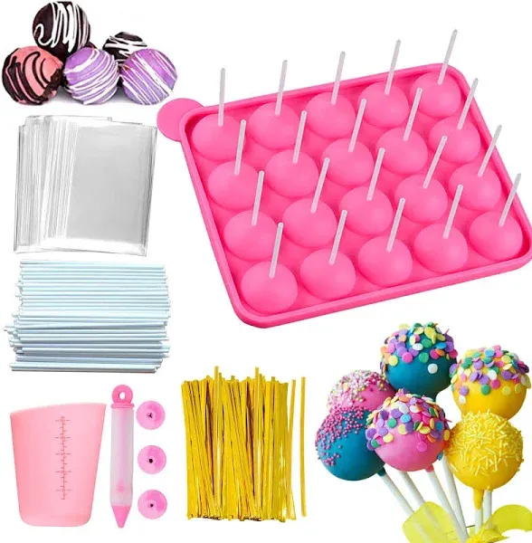 Mold - Silicone Cake Pop Kit with Measuring Cup Decorating Pen with 4 Piping ...