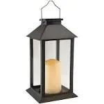 LumaBase Solar Powered Lantern with LED Candle - Black