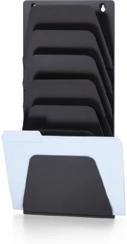 Officemate Wall File Holder 7 Pkts 9-1/2&#034;x2-7/8&#034;x<wbr/>22-3/8&#034; Black 21505