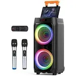 JYX Karaoke Machine with 2 Wireless Microphones for Adults, 8&#034; Big Bluetooth ...