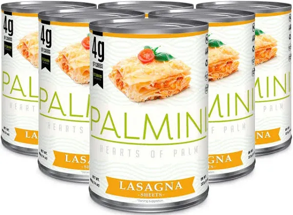 Palmini Lasagna Sheets | Low-Carb, Low-Calorie Hearts of Palm Lasagna Sheet | Keto, Gluten Free, Vegan, Non-GMO | As seen on Shark Tank |(14 Ounce - Pack of 6)