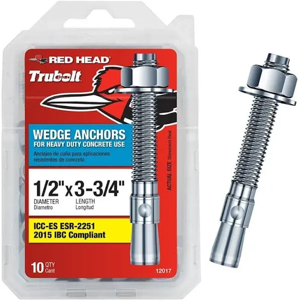 Red Head 1/2 in. x 3-3/4 in. Wedge Anchor 10CT