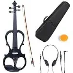 Cecilio 4/4 Cevn-1bk Solidwood Metallic Black Electric/Silent Violin with Ebony Fittings-Full Size