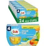 Dole Fruit Bowls No Sugar Added Snacks, Cherry Mixed Fruit 4Oz 24 Cups, Gluten &amp;