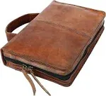 Leather Bible Cover Book Cover Planner Cover with Handle and Back Pocket (Large)