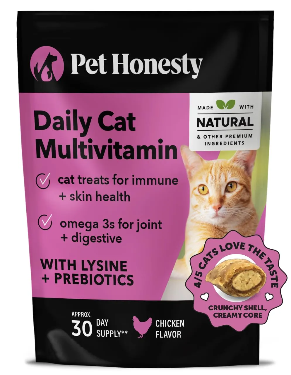 Pet Honesty Multivitamin Supplement Dual Texture Chews for Cats (3.7 oz)