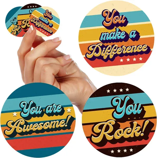 500 Thank You Stickers 1.5” - Envelope Seals and Happy Stickers for Kids and Adults - Give Gratitude with Recognition and Great Job for Students, Work Employees, Volunteers, Nurses, Team and More