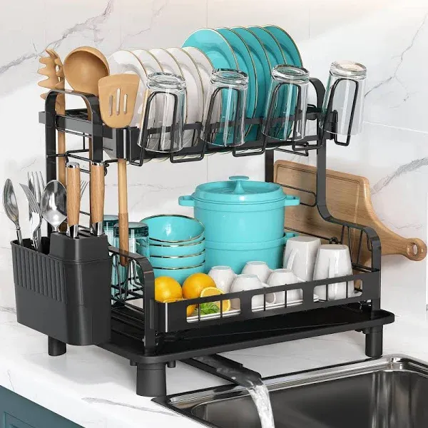 2 Tier Dish Drying Rack, Dish Racks for Kitchen Counter, Stainless Steel Dish...