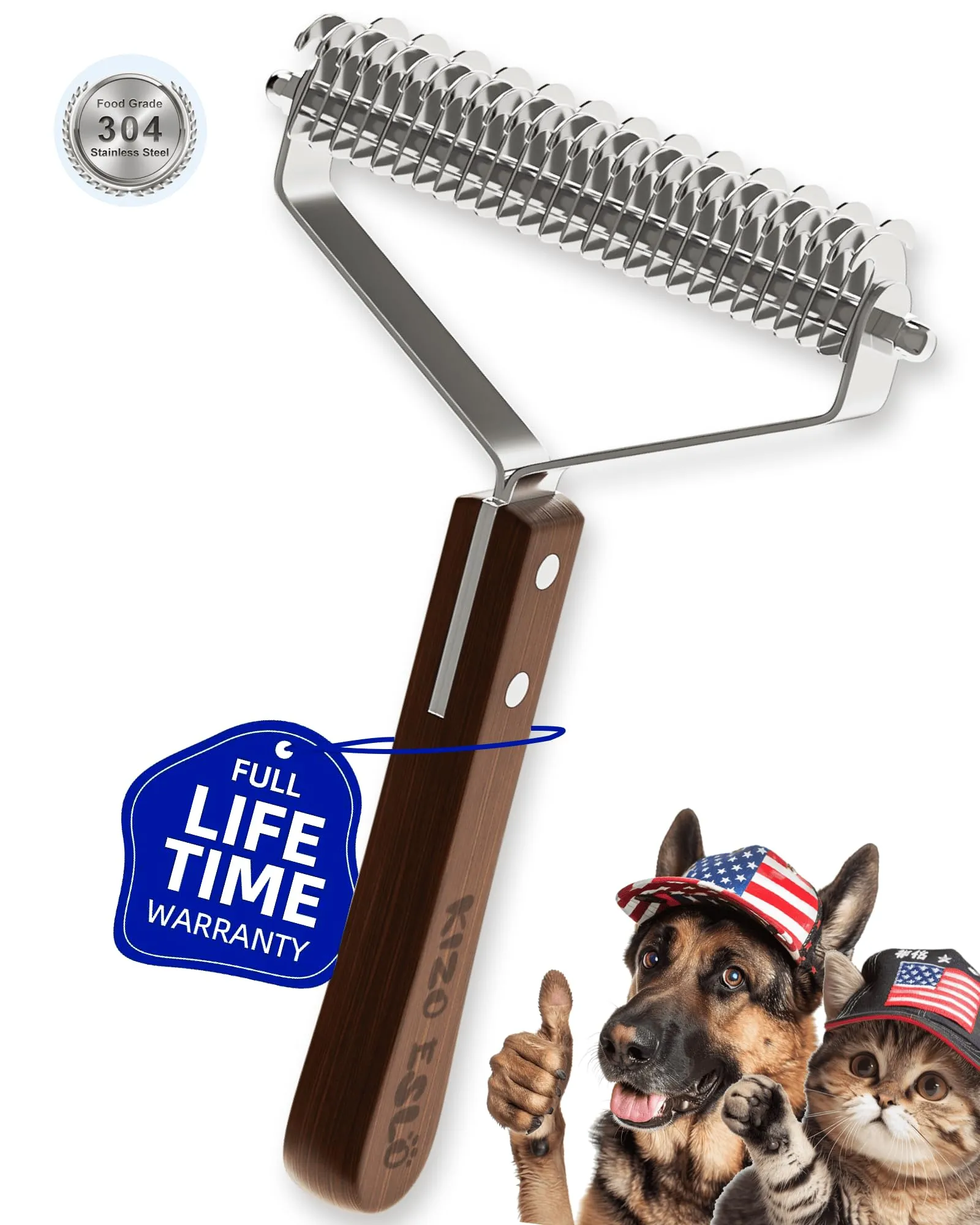 Extra Large 2-Sided Undercoat Rake for Dogs &amp; XL - Super Fast Hair Removal