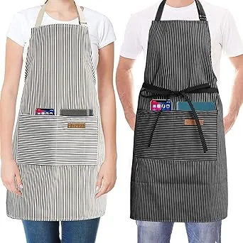 Yiclick [2 Pack] Cooking Kitchen Aprons With Pockets For Women Men, Cute Waterproof Chef Grill BBQ Apron Gifts