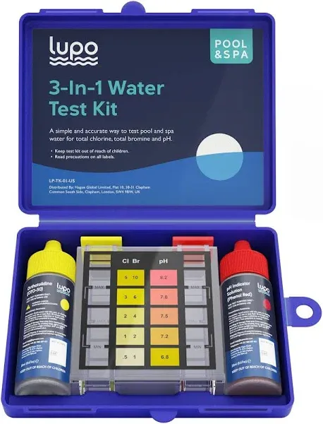 Lupo 3-in-1 Pool Test Kit | Pool Testing Kit for Residential Swimming Pools &amp;...