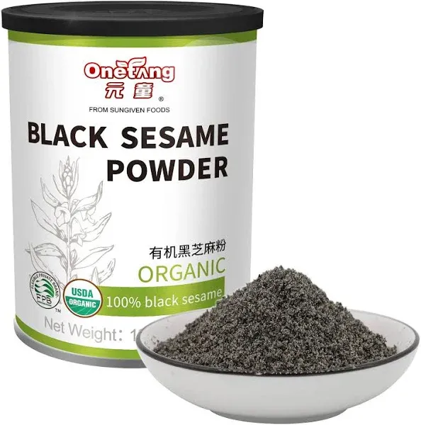 Organic Black Sesame Powder, Protein Source No Sugar, Low Temp Roasted, Halal, Non-GMO, Black Sesame Paste 12.36 Oz (350g)