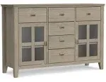 Simpli Home Artisan Solid Wood Sideboard Buffet in Distressed Grey