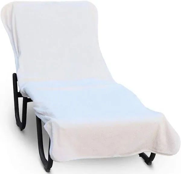 Luxury Hotel & Spa Towel Pool Chair Cover 100% Cotton, Soft Ring-Spun Cotton,Standard Size 90" X 29"(Plain, White)