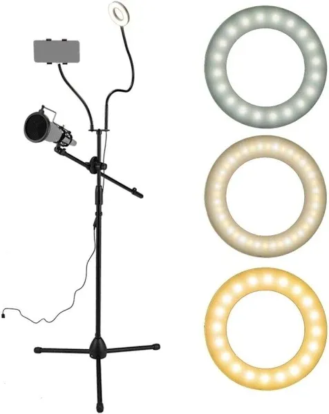 UBeesize Selfie Ring Light with Tripod Stand and Phone Holder, Portable and Circle ringlight for Phone (Black)