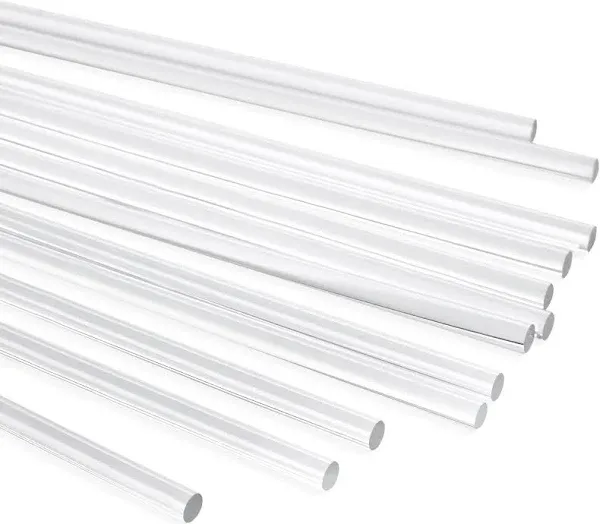 12 Pack Plastic Dowel Rods for DIY Projects, Clear Acrylic Sticks for Party Decorations (0.25x12")