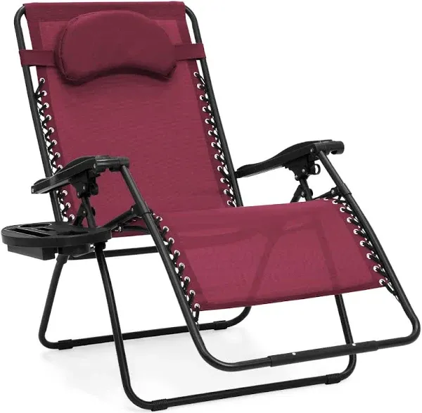 Best Choice Products Oversized Padded Zero Gravity Chair, Folding Outdoor Patio Recliner w/ Side Tray