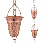 Marrgon Copper Rain Chain with Hammered Bell Style Cups for Gutter Downspout  | eBay