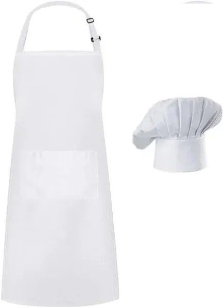 Hyzrz Chef Hat Apron Set, Chef Hat and Kitchen Adult Adjustable Baker Costume Apron for Men and Women