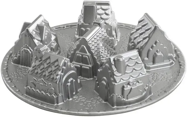 Nordic Ware Cozy Village Gingerbread House, 6 Cups, Silver