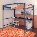 Dhp Miles Metal Full Loft Bed with Desk Silver