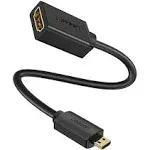 UGREEN Micro HDMI to HDMI Adapter, Male to Female Cable HDMI 2.0 4K@60Hz HDR 3D Dolby 18Gbps High Speed Compatible with Raspberry Pi 5/Pi 4/GoPro Hero 7 6/Sony A6000 Camera/Retroid Pocket 3+, 0.6FT