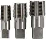 Drill America POUCSNPT3 3 Piece Carbon Steel NPT Pipe Tap Set, 1 inch,