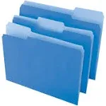 Universal File Folders, 1/3 Cut One-Ply Top Tab, Letter, Blue/Light Blue, 100/Box