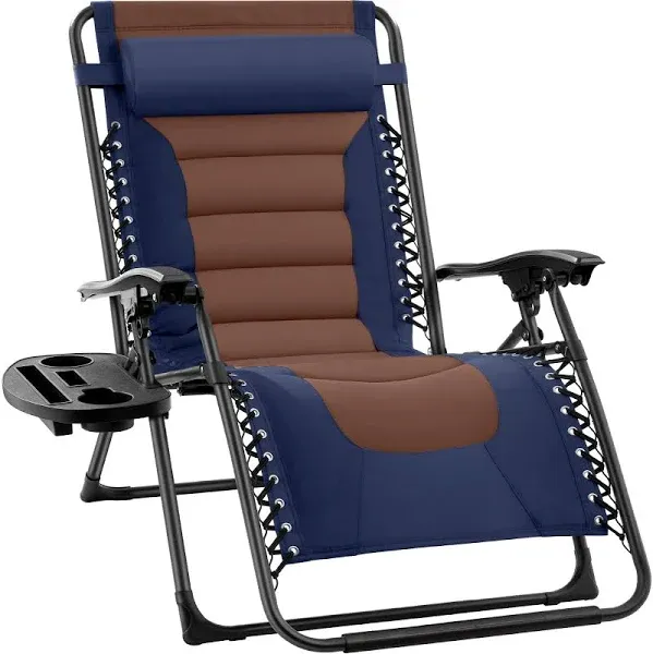 Oversized Padded Zero Gravity Chair, Folding Outdoor Patio Recliner, XL Anti Gra