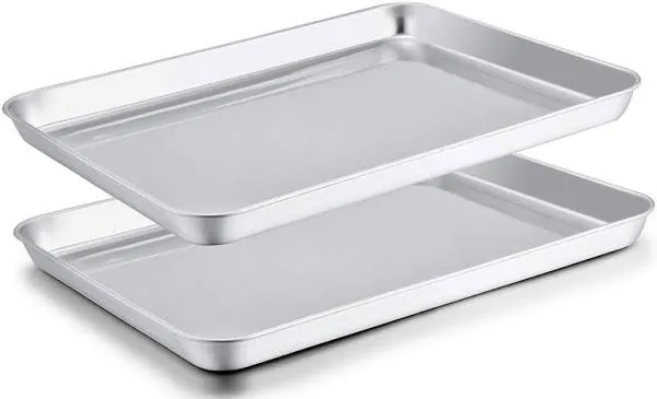 Baking Sheet Cookie Sheet Set of 2, Pure Stainless Steel Baking Pan Tray Prof...